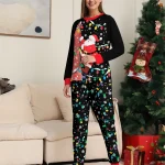 Vêtements parentenfant assortis tenues familiales hiver pyjama Noel imprimé outfit Noel style quotidien polyester unisexe Guangdong 713 ans
