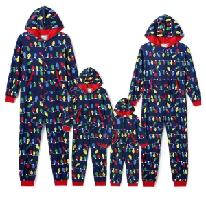 Tenues assorties pour famille de Noël combinaison à capuche barboteuse à manches longues pyjama pour adultes et enfants Look de Noël nouvelle collection 2025  Navy
