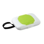 Etui Lingettes Humides Portables Conteneur Étanche pour Poussettes Accessoire Pratique en Plastique Design Moderne Blanc et Vert
