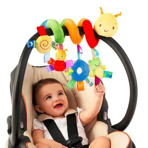 Jouet d&rsquo;éveil en peluche colorée pour siège auto et poussette jouet suspendu interactif pour bébés 06 mois stimulation sensorielle et développement