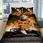 Ensemble literie Formule 1 Lando Norris couette et taies d&rsquo;oreiller design sportif chambre enfant ado cadeau passionné F1 100% polyester entretien facile