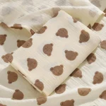 Couverture en coton muslinours ours printanier doux pour bébé lit de nounou sieste chambre à coucher design moderne minimaliste 100×100 cm