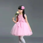 Robe de demoiselle d&rsquo;honneur pour mariage anniversaire communion bébé fille 28 ans style mignon polyester dentelle été