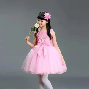 Robe de demoiselle d&rsquo;honneur pour mariage anniversaire communion bébé fille 28 ans style mignon polyester dentelle été