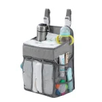 Organisateur de voiture bébé sac de rangement pour couches accessoires biberons thermos fixations sécurisées design moderne fonctionnel compact portable grande capacité sans logo gris mesh transparent