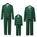 Ensemble pyjamas Noel famille 2025 plaid vert adulte enfant manches longues confort Noel cosy qualité supérieure