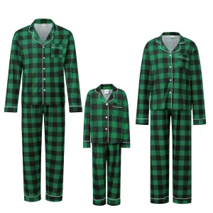 Ensemble pyjamas Noel famille 2025 plaid vert adulte enfant manches longues confort Noel cosy qualité supérieure