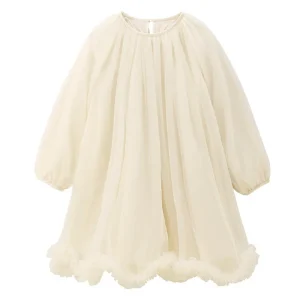 Robe légère pour filles longues manches usage quotidien style romantique coton polyester robe fluide robe tulle robe princesse robe enfant robe jeune adulte robe semiformelle robe automne robe beige Robe légère pour filles longues manches usage quotidien style romantique coton polyester robe fluide robe tulle robe princesse robe enfant robe jeune adulte robe semiformelle robe automne robe beige