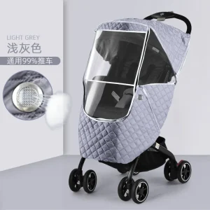 Housse de pluie universelle 2 en 1 pour poussette imperméable capuche chaude en coton accessoires bébé hiver light grey Housse de pluie universelle 2 en 1 pour poussette imperméable capuche chaude en coton accessoires bébé hiver light grey