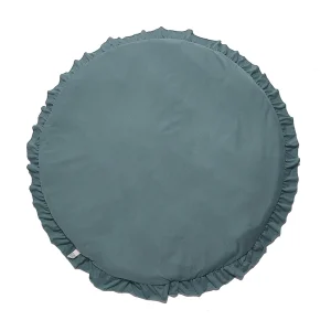 Coussin rond en polyester doux pour nouveauné décoration chambre bébé tapis de jeu sécurisé style kilim vert