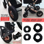 Housse de protection pour roues de poussette 4 pièces antipoussière tissu Oxford fixation hook & loop design moderne protection contre l&rsquo;eau et la saleté Usage extérieur et urbain