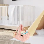 Caddie à couches portable organisateur multifonctionnel bébé tissu doux compact et pratique style rose pastel rangement essentiels bébé