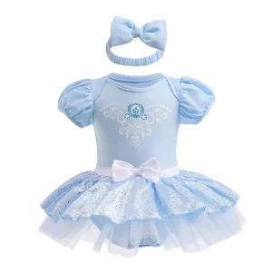 Robe princesse bébé fille robe danse fille costume princesse tulle bleu accessoires fille 01 ans Disney style cadeau naissance naissance fille couture enfant accessoires bébé