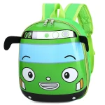Sac à dos enfants 3D bus animé design mignon nylon oreilles feutre vert安全