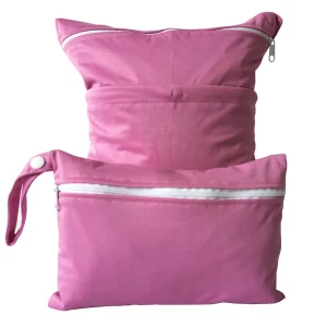 Ensemble de sacs à couches lavables polyester écoresponsable poussette bébé sac humide zippé design moderne rose