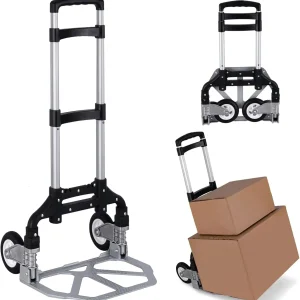 Chariot main pliant aluminium robuste portable roues pivotantes Usage déménagement transport bagages Pliable Léger Durable Design moderne Antidérapant Poignée télescopique