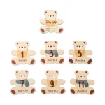 Ensemble de plaques mensuelles en bois pour suivi de croissance bébé accessoire photo ours en peluche boîte à souvenirs cadeau personnalisé
