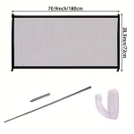 Barrière de sécurité portable pour bébé maille respirante Oxford cadre en plastique barre métallique 72x180cm séparation pour enfants et animaux de compagnie
