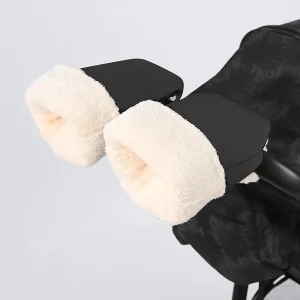 Gants de poussette d&rsquo;hiver épais coupevent et résistants au froid chauffemains adaptés aux accessoires de guidon de poussette  Black