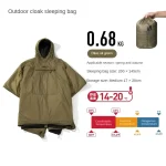 Sac de couchage portable sac à capuche vert olive pour randonnée camping printemps automne léger 3 saisons