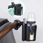 Portebouteille universel pour poussette bébé téléphone et bicyclette électrique plastique robuste design moderne noir drainage intégré