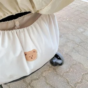 Sac suspendu poussette portable grande capacité organisateur bébé design ours cartoon beige