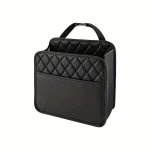 Organisateur multifonction en similicuir noir pour rangement beauté électronique bureau sac portable style moderne qualité supérieure