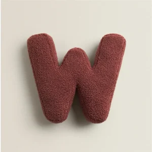 Coussin décoratif en forme de lettre W en tissu doux idéal pour la décoration d&rsquo;intérieur salon chambre d&rsquo;enfant accessoire élégant et ludique