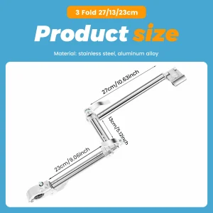 Support de parapluie pliable en acier inoxydable, 2/3 degrés, réglable, pour poussette, 360 °   Clip de fixation de pare-soleil de vélo rotatif – 3 Fold-1Pc