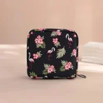 Pochette rangement serviettes hygiéniques étanche design flamingo floral portable pour femmes
