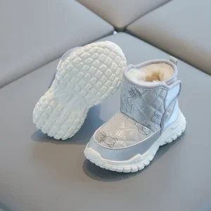 Bottes chaudes en coton pour enfants imperméables coordonnantes légères en peluche pour filles de 2 à 4 ans collection hiver