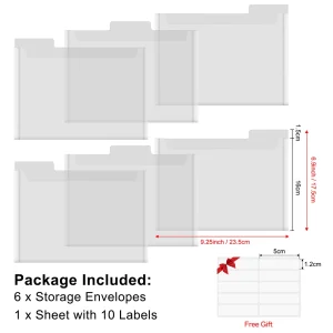 Enveloppes transparentes de rangement组织 6 compartiments à onglets étiquettes incluses organisation documents bureau domicile usage pratique qualité supérieure