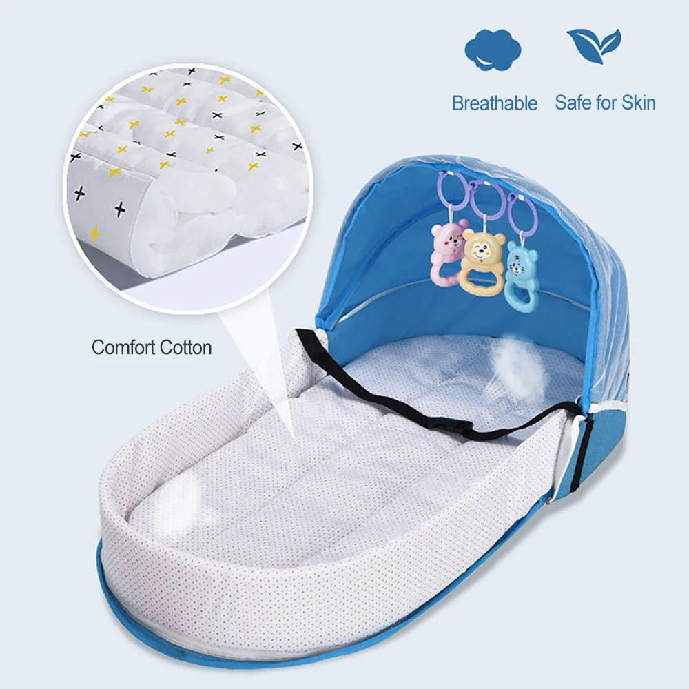 Berceau portable pliable pour bébé avec moustiquaire sac à dos de voyage parc de jeu jouets inclus 2 à 12 mois