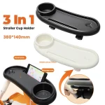 Portegobelet 3 en 1 pour poussette plateau amovible universel avec support téléphone collecteur de collations et porteboissons en plastique durable
