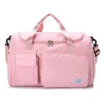 Sac à langer personnalisé nom brodé maman bébé sac grande capacité sac de rangement portable sac à bandoulière à main cadeaux  Rose