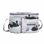 Sac de poussette multifonctionnel design moderne motifs cygnes tissu Oxford durable poches pratiques idéal pour maman rangement bébé promenades quotidiennes