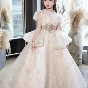Robe de soirée élégante en dentelle pour filles robe de demoiselle d’honneur fête d’anniversaire princesse mode classique qualité supérieure Robe de soirée élégante en dentelle pour filles robe de demoiselle d’honneur fête d’anniversaire princesse mode classique qualité supérieure