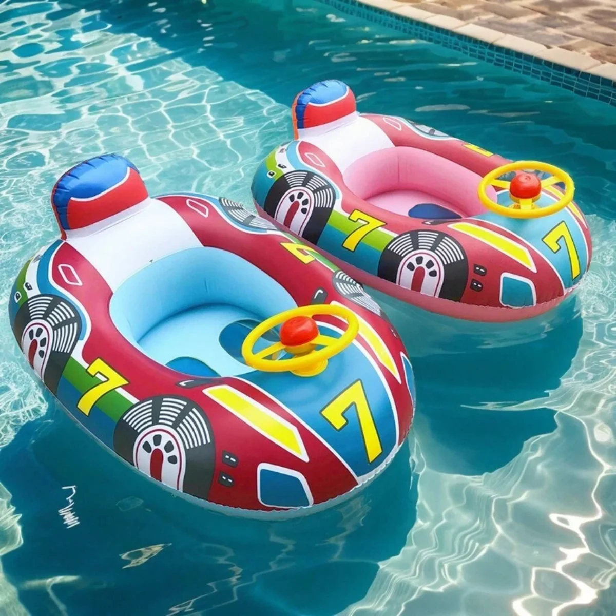 Flotteur gonflable bébé piscine design voiture anneaux de bain sécurisé plage été pour filles et garçons