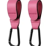Crochets de chariot en cuir synthétique HEYDUDE 2 pièces organisateur de sac à langer poussette landau réglable rose vif pratique durable bébé portage accessoire