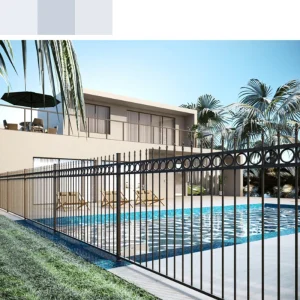 Clôture jardin bébé aluminium sécurisée style moderne en noir 6×8 panneau lance de sécurité personnalisé