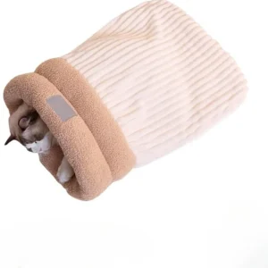 Sac de couchage hiver chat peluche douce grotte intérieure cachette 360° enveloppant sac câlin animaux compagnie blanc Sac de couchage hiver chat peluche douce grotte intérieure cachette 360° enveloppant sac câlin animaux compagnie blanc