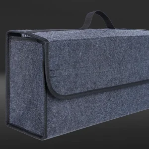 Organisateur coffre voiture en feutre souple sac rangement antidérapant boîte organisation design moderne style minimaliste couleur anthracite solution rangement pratique