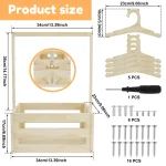 Caisse de rangement en bois pour vêtements bébé panier de stockage organisme de suspension caisse cadeau pour nouveaux parents 5 cintres en bois
