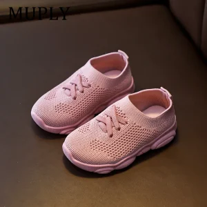 Chaussures enfants sportives MUPLY rose fille garçon bébé respirantes élastiques non glissantes confortables usage quotidien activité