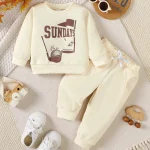 Ensemble bébé sweatshirt et pantalon crème &lsquo;Sundays&rsquo; Golf style décontracté pour 13 ans confortable et sécuritaire