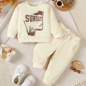 Ensemble bébé sweatshirt et pantalon crème &lsquo;Sundays&rsquo; Golf style décontracté pour 13 ans confortable et sécuritaire