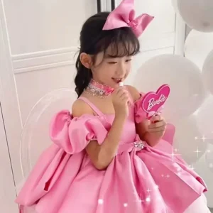 Robe princesse été fille robe de spectacle piano fleurs rose costume enfants 713 ans haute qualité polyester coton