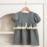 Robe princesse dentelle carreaux fille bébé robe mode été vêtement fille 06 ans style japon coréen