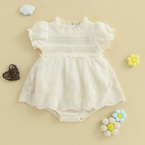 Robe tulle et broderie bébé fille baptême anniversaire 1 an robe de fête élégante style floral 01 ans Easy Poussette