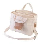 Sac fourretout en toile avec poignée sac maman compartiment multiple sac cosmétique étanche stockage de poudres sacs à couches fonctionnels bolsa  Beige